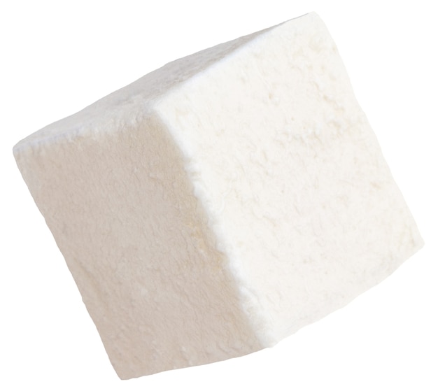 Cube of soft cheese isolated on a white background. With clipping path.