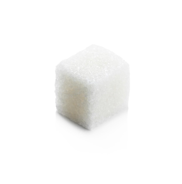 Photo cube of sugar isolated on white