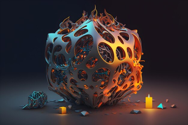 A cube with a candle and candles on it