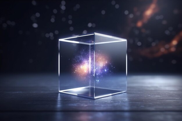 A cube with the galaxy in the center