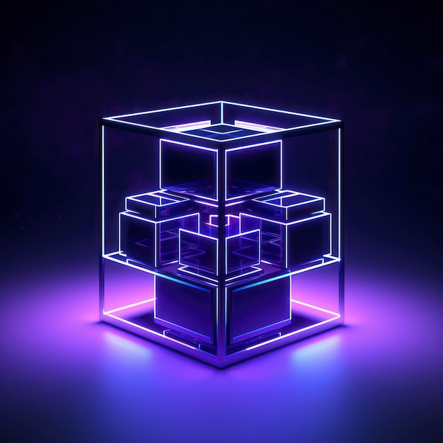 A cube with many boxes inside of it that are made of cubes.