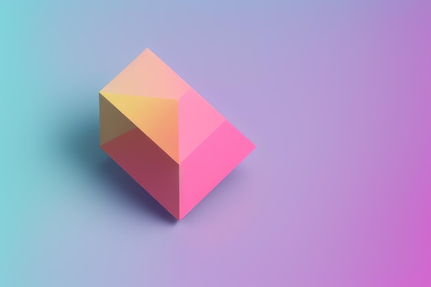 A cube with a pink and blue background