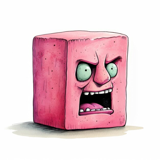 Photo cubehead comic expressive pink 4