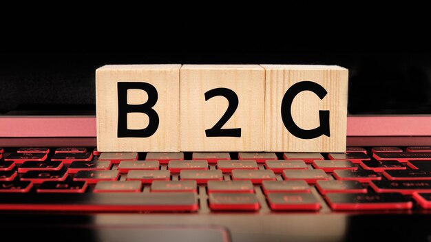 写真 政府への頭字語b2gbusinessのキューブとサイコロ。