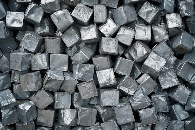 Cubes of bailed aluminum ready to be sent for recycling