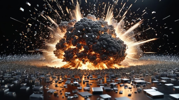 Photo cubes exploding into the air