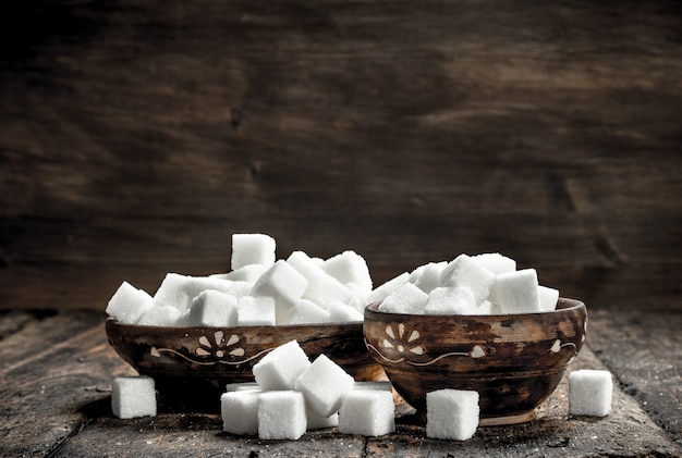 Cubes of sugar in a bowl