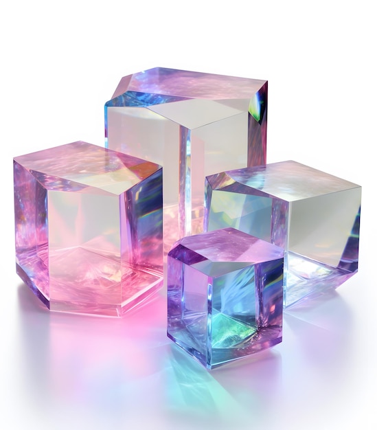 A cubes with iridescent crystal cuts designed in a conceptual digital art style Generative AI