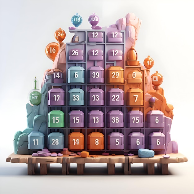 Cubes with numbers and people on white background 3d illustration