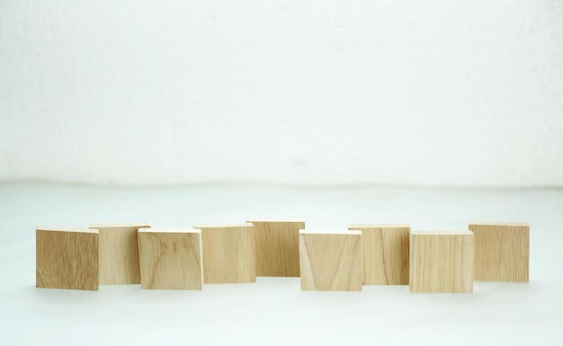 Cubes of wood on white background