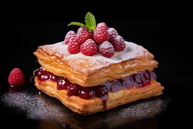 Cubic croissant with raspberry filling
