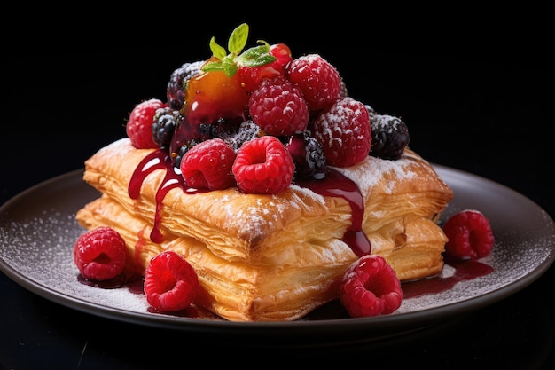 Cubic croissant with raspberry filling