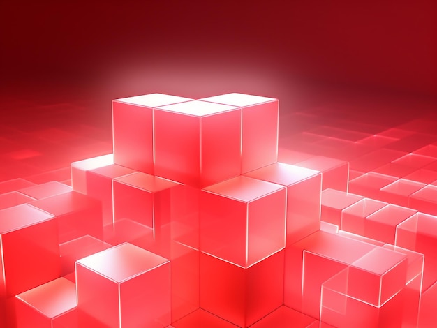Cubic red pattern illustration ai generation