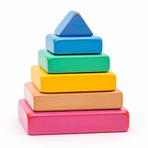 CUBIKA Kleurrijke piramide van hout