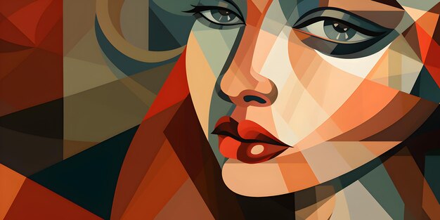 Cubism art background of woman face