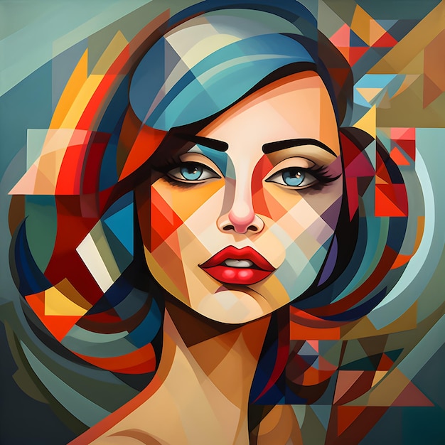 Cubism art of a beautiful girl