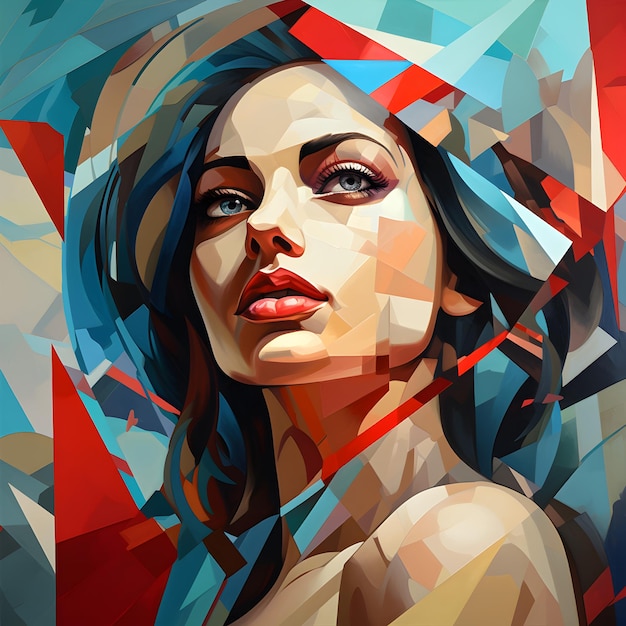 Cubism art of a beautiful girl