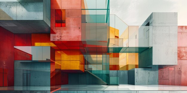 Cubismbased advertisement for an architectural firm showcasing innovative designs