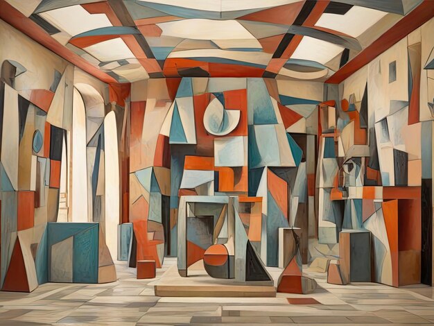 Photo cubist room generative ai