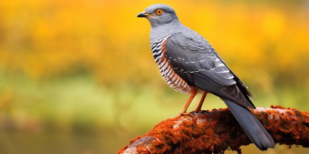 Cuckoo perched in front of a beautiful background