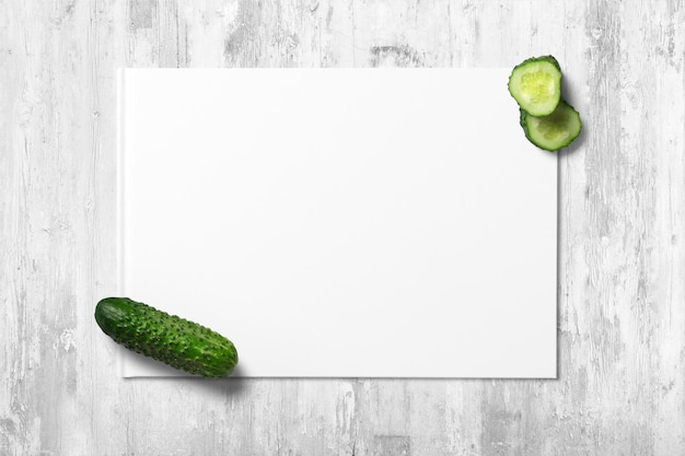 Cucumber on clean background with space for text healthy vegetable backgroud