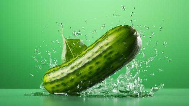 Photo cucumber on a green background