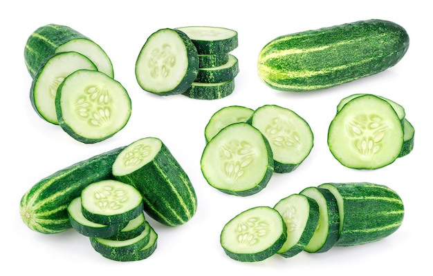 Cucumber isolated on white background Collection