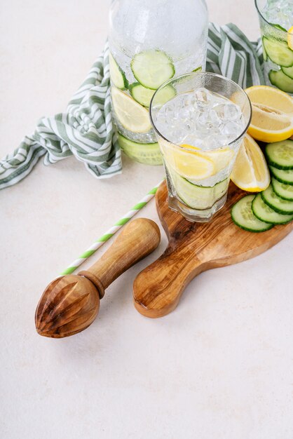 Cucumber and lemon infused water