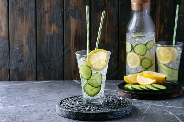 Cucumber and lemon infused water