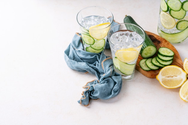 Cucumber and lemon infused water