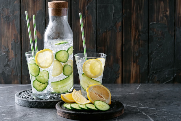 Cucumber and lemon infused water