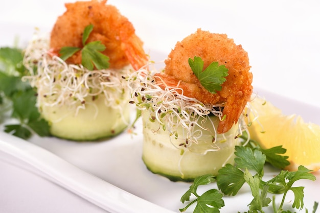 Cucumber and shrimp appetizer