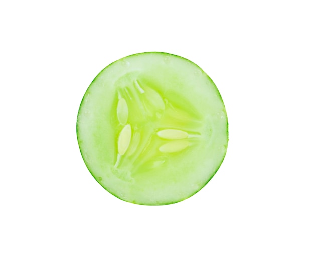 Cucumber slice on white background.