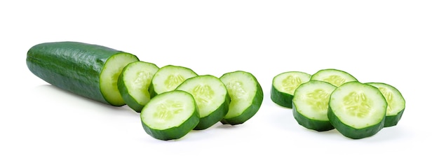 Cucumber sliced isolated on white surface