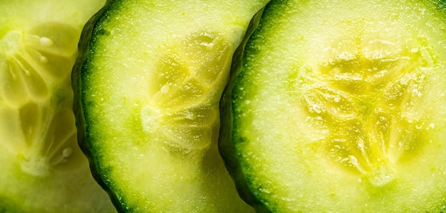 Cucumber slices isolated closeup details