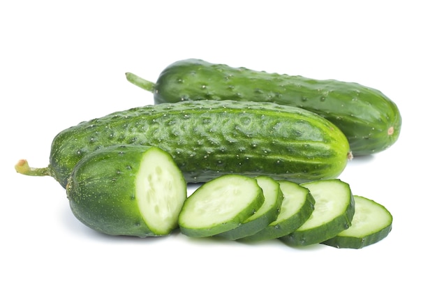 Cucumber and slices isolated