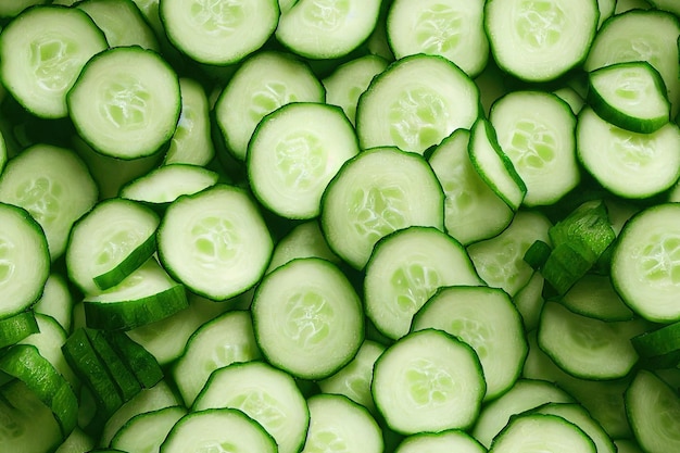 Cucumber and slices seamless pattern Digital illustration