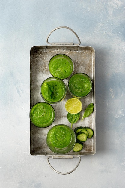 Cucumber smoothie on a light background