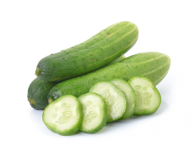 Cucumber on over white surface