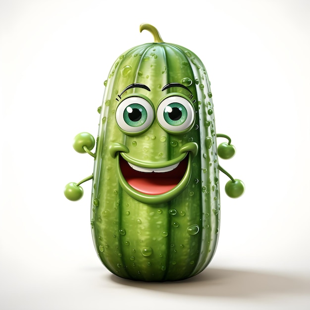 a cucumber with a big smile on its face