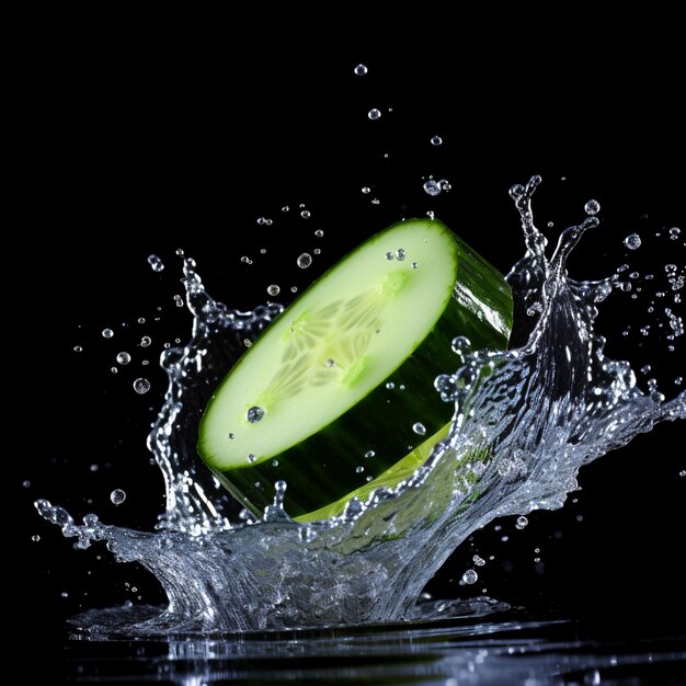 cucumber with water splash