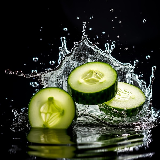 cucumber with water splash