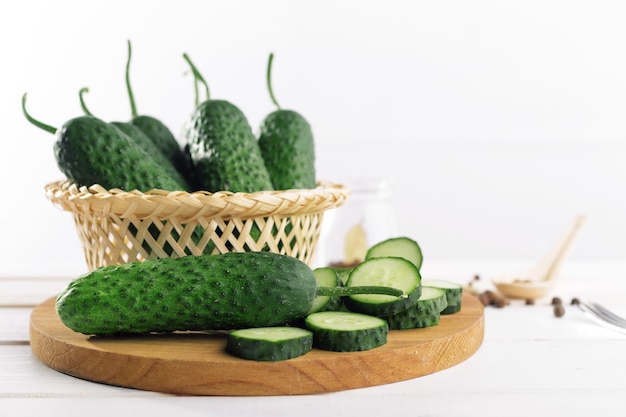 Cucumber on wooden table