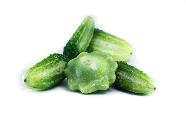 Cucumbers anf patisson isolated