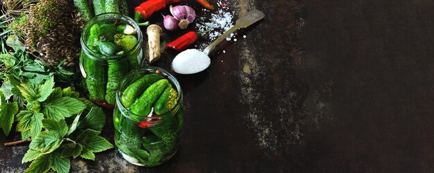 Cucumbers in jars