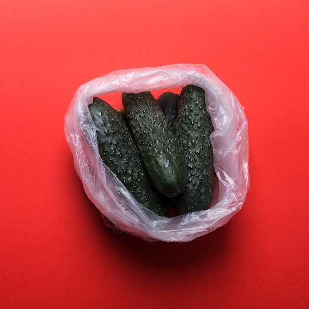 Cucumbers in plastic bag