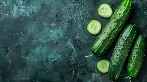 Cucumbers and tomatoes on dark background