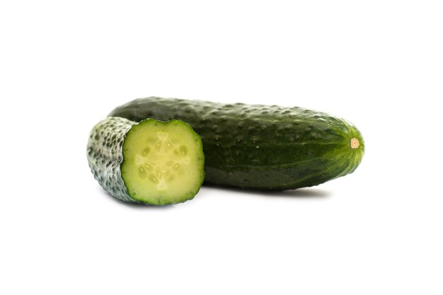 Cucumbers on white background