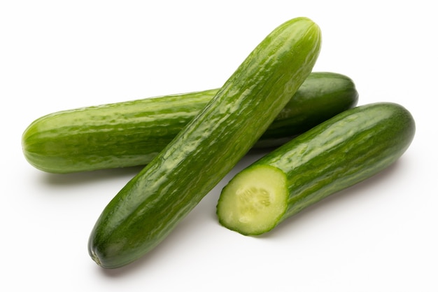 Cucumbers on a white table