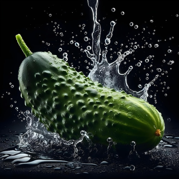 Cucumbers with water splash